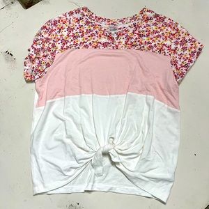 Floral and pink striped tshirt
